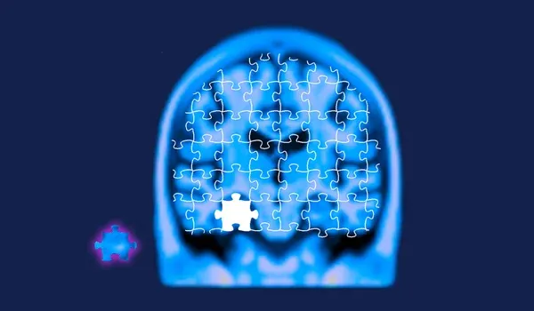 Image graphique d'une pièce de puzzle manquante à l'intérieur d'une structure cérébrale
