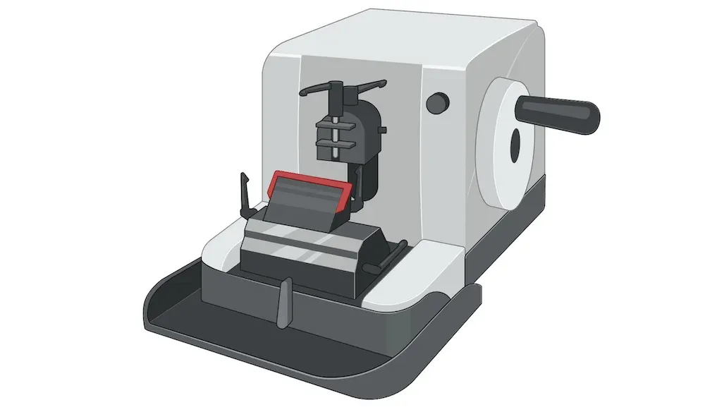 Histology - Tissue Preparation (Sectioning) Equipment - a microtome, a tool used in laboratories to cut very thin slices of material, known as sections